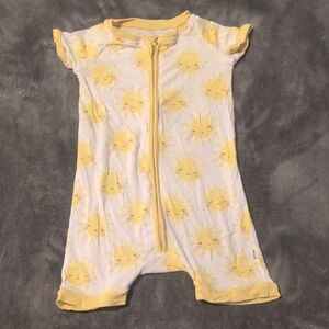 Little Sleepies Yellow & White Zip Romper with Sun Print